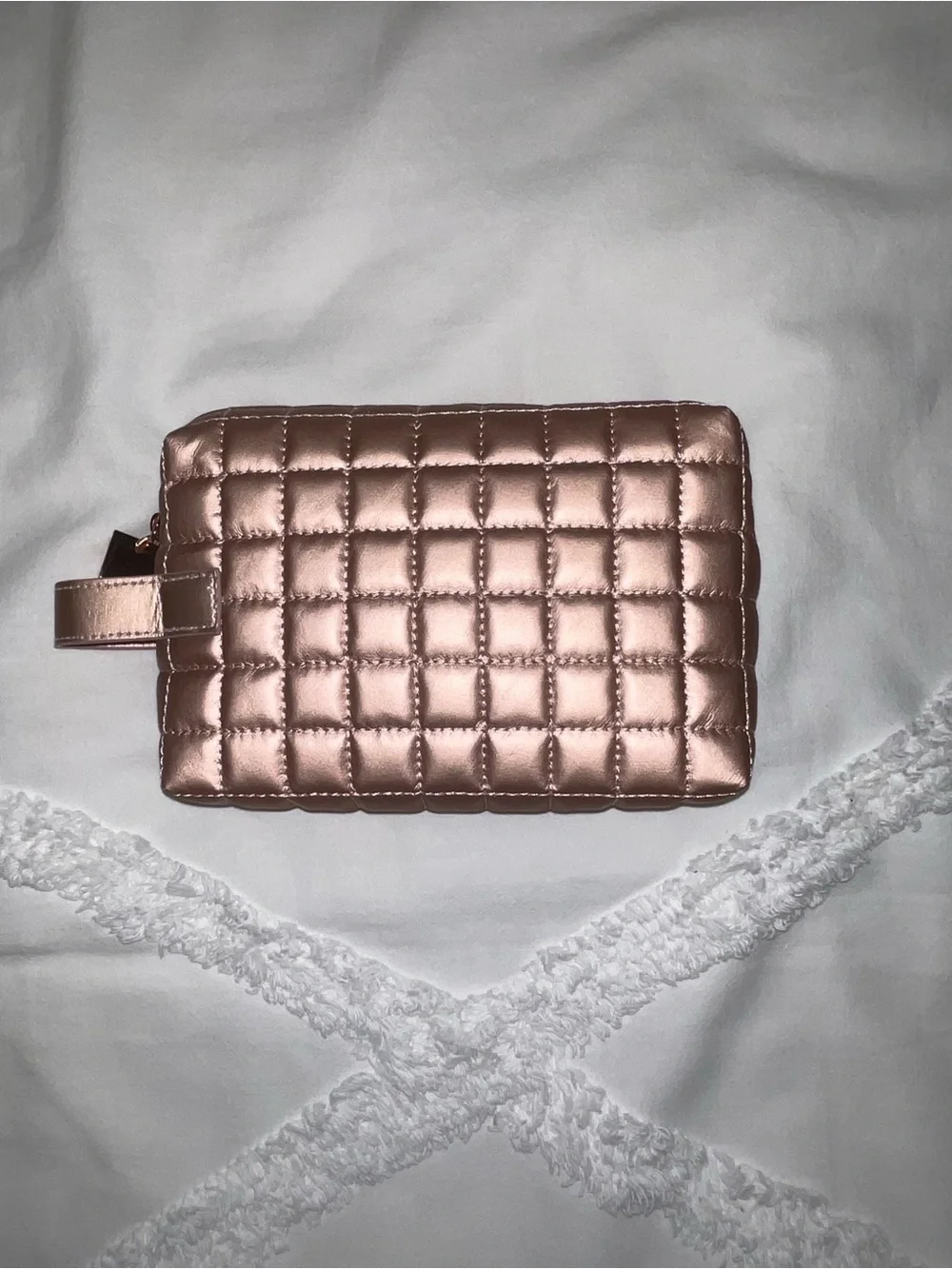 Rihanna MAC Quilted Metallic Rose Gold Cosmetic Pouch